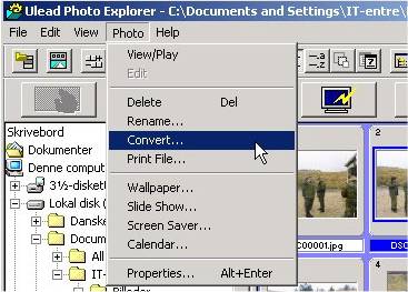 Vlg herefter Convert i menuen Photo.