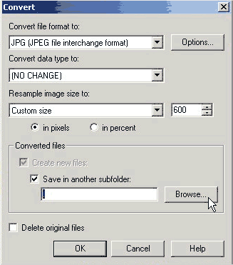 Vlg vrdierne som vist p siden og stil din curceren i feltet "Save in another subfolder"